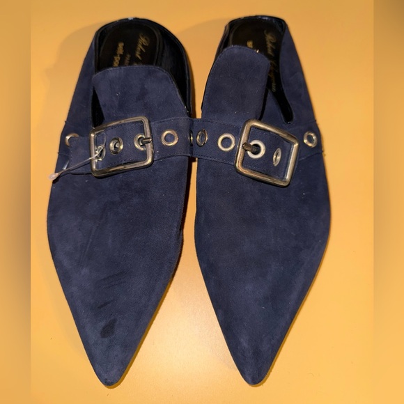 Robert Clergerie X Self Portrait Lopal Mules Loafers Suede Black 40/10.5 NWOB - Picture 7 of 12